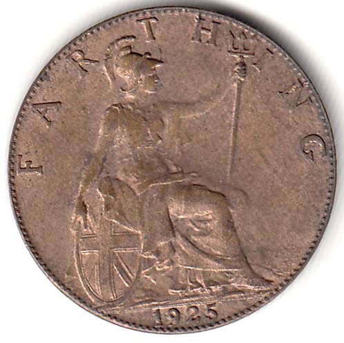 (1925) Монета Великобритания 1925 год 1 фартинг &quot;Георг V&quot;  Бронза  XF