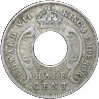 (№1909km6a) Монета Восточная Африка 1909 год frac12; Cent