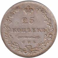 (1829, СПБ НГ) Монета Россия-Финдяндия 1829 год 25 копеек   Серебро (Ag)  VF