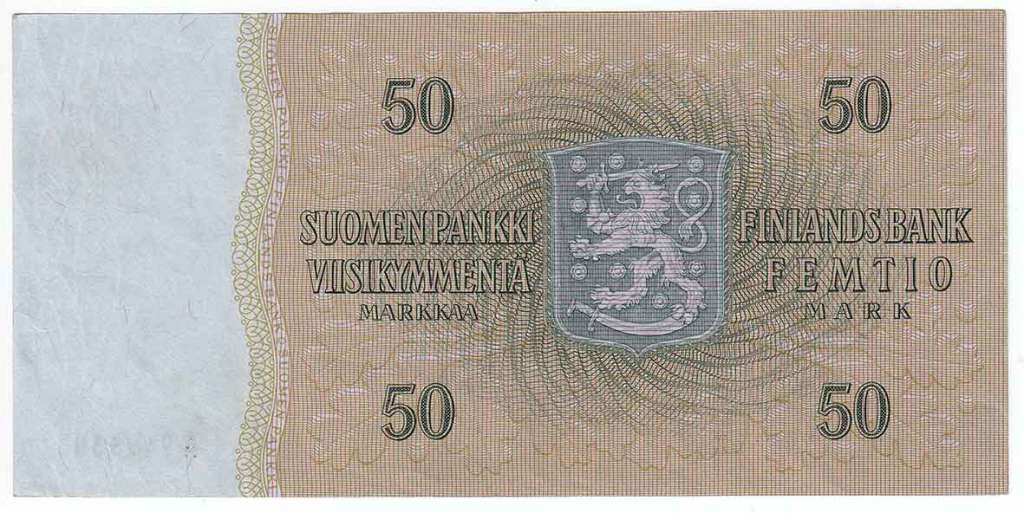 (1963 Litt B) Банкнота Финляндия 1963 год 50 марок &quot;Каарло Юхо Стольберг&quot; Koivisto - Tornroth  XF