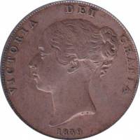 (№1839km14) Монета Остров Мэн 1839 год 1 Penny (Королева Виктория)