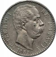 () Монета Италия 1881 год 2  ""   Биметалл (Серебро - Ниобиум)  UNC