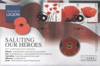 2011 Монета Остров Джерси 2011 год 5 фунтов Королевский легион. 90 лет  Медь-Никель  Буклет с маркой