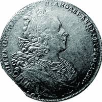 (1727, СПБ под портетом) Монета Россия 1727 год 1 рубль   Серебро Ag 729  XF