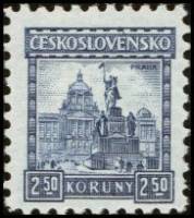 (1929-013) Марка Чехословакия "Прага"    Города и замки (Стандартный выпуск) III Θ
