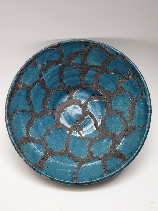 Блюдо керамика майолика зеленое ручная работа 