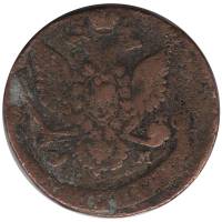 (1779, ЕМ) Монета Россия 1779 год 5 копеек "Екатерина II" Орёл 1778-1788 гг. Медь  F