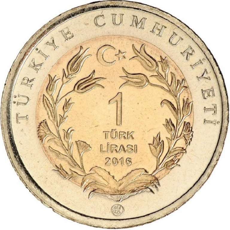 (2015) Монета Турция 2015 год 1 лира &quot;Кошка&quot;  Биметалл  UNC