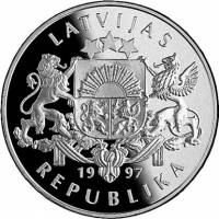 () Монета Латвия 1997 год 10  ""   Биметалл (Серебро - Ниобиум)  UNC