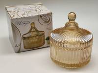 Конфетница с крышкой шкатулка Иллюзия стекло 12 х 11,5 см новая в коробке