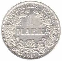 (1911A) Монета Германия (Империя) 1911 год 1 марка   Серебро Ag 900  XF