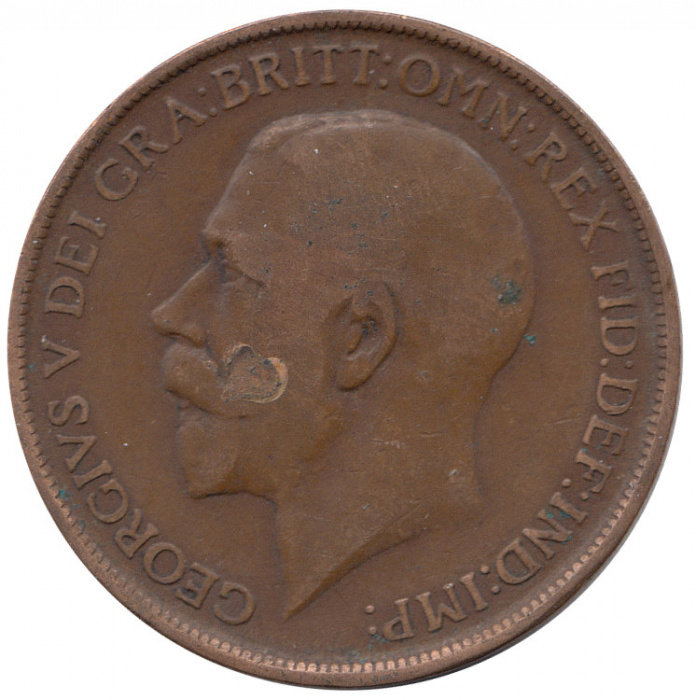 (1912) Монета Великобритания 1912 год 1 пенни &quot;Георг V&quot;  Бронза  VF