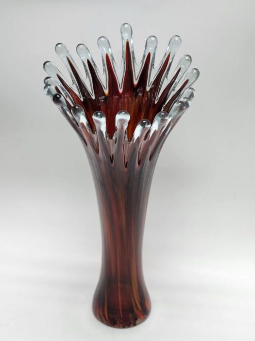 Ваза 35 см красная стекло гутная техника