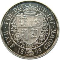 (1893) Монета Великобритания 1893 год 1/2 кроны "Королева Виктория"  Серебро Ag 925  PROOF