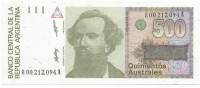 (,) Банкнота Аргентина 1988 год 500 аустралей "Николас Авельянеда"   UNC