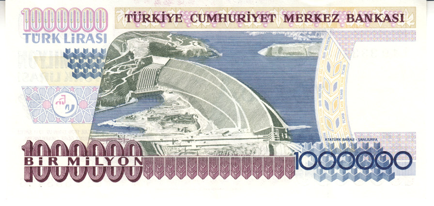 (1995) Банкнота Турция 1995 год 1 000 000 лир &quot;Мустафа Кемаль Ататюрк&quot;   XF