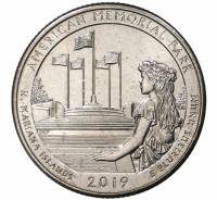 047p Монета США 2019 год 25 центов Американский мемориальный парк  Медь-Никель  UNC