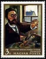 (1967-076) Марка Венгрия "Автопортрет Тивадара Костка Чонтвари"    Картины из Национальной галереи Б
