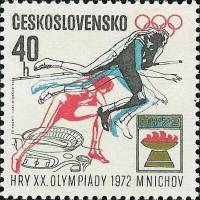 (1971-067) Марка Чехословакия "Прыжки в высоту"    75 лет Чехословацкому Олимпийскому комитету. Олим