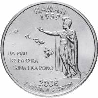 (050d) Монета США 2008 год 25 центов "Гавайи"  Медь-Никель  UNC