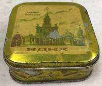 Коробка от зубного порошка "ВДНХ", винтажная, жесть, СССР (сост. на фото)