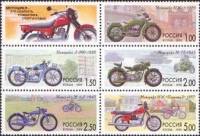 (1999-047-51) Лист (5 м + 1 куп, 2х3) Россия "Мотоциклы"   История отечественного мотоцикла III O