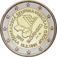 (003) Монета Словакия 2011 год 2 евро "Вишеградская группа"  Биметалл  UNC