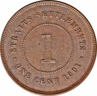 (№1887km16) Монета Стрейтс Сетлментс 1887 год 1 Cent
