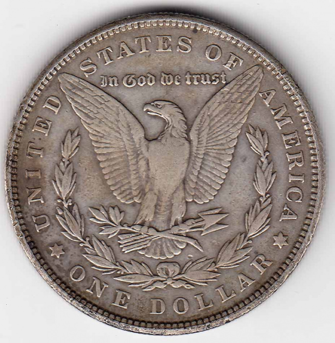 (1900) Монета США 1900 год 1 доллар   Голова Свободы, Морган, Белоговый Орлан Серебро Ag 900  XF