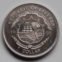 (№1995km140) Монета Либерия 1995 год 1 Dollar (Сэр Уинстон Черчилль)