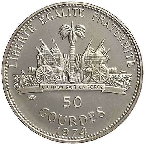 (1974) Монета Гаити 1974 год 50 гурдов &quot;XXI Летняя Олимпиада Монреаль 1976&quot;  Серебро Ag 925  UNC