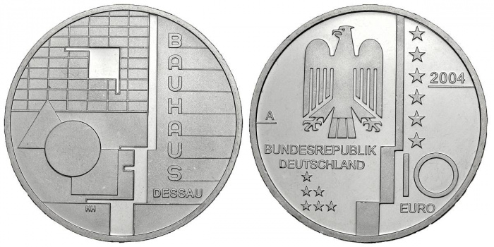 (2004A) Монета Германия (ФРГ) 2004 год 10 евро &quot;Баухаус&quot;  Серебро Ag 925  UNC