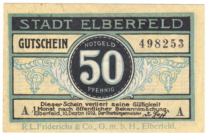 () Банкнота Германия (Веймар) 1919 год   &quot;&quot;   VF