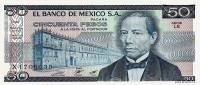 (1981) Банкнота Мексика 1981 год 50 песо "Бенито Хуарес"   XF