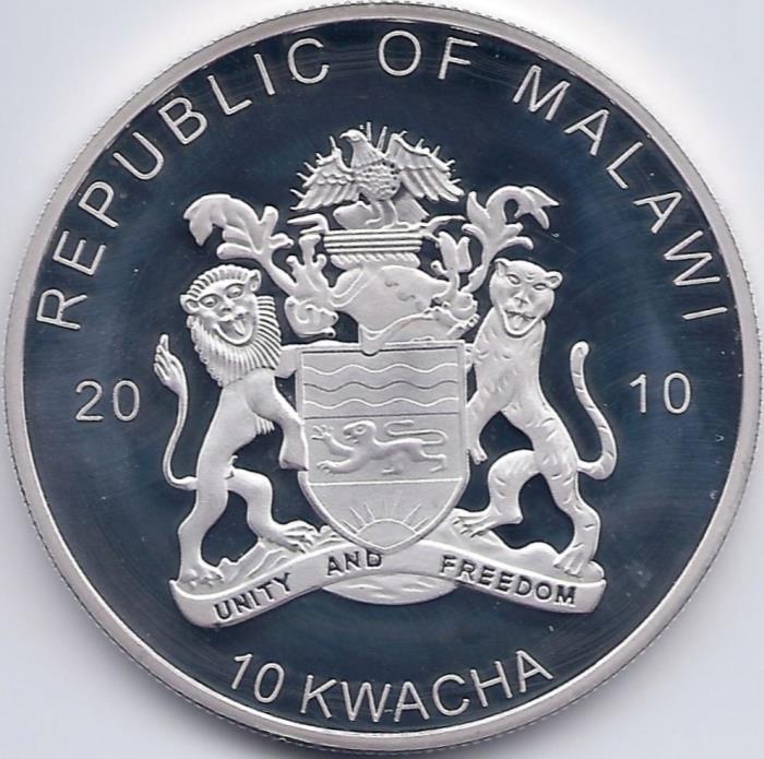 (2010) Монета Малави 2010 год 10 квача &quot;Калифорнийский кондор&quot; Серебрение Медно-никель, покрытый сер