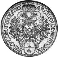 (№1725km1618.1) Монета Австрия 1725 год frac14; Thaler