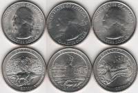 2011 3 монеты 25 центов Смесь дворов Набор США Парки  UNC