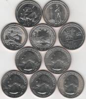 2013 5 монет 25 центов монетный двор S Сан-Франциско Набор США Парки    UNC