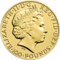 (№2015) Монета Великобритания 2015 год 100 Pounds (Год овцы - золото)