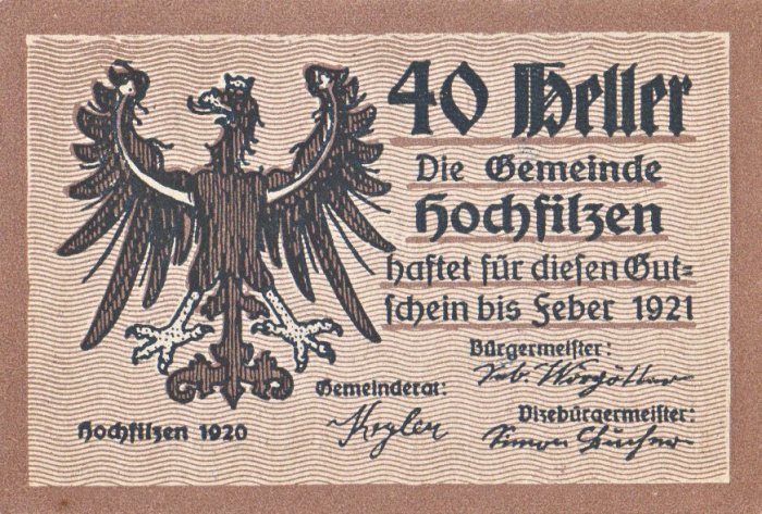 (№1920) Банкнота Австрия 1920 год &quot;40 Heller&quot;