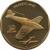 (1991) Монета Маршалловы Острова 1991 год 10 долларов "Хоукер Харрикейн"  Латунь  UNC