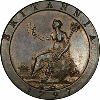 (1797) Монета Великобритания 1797 год 1 пенни &quot;Георг III&quot;  Медь  VF