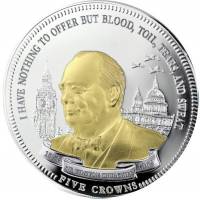 (№2015) Монета Тристан да Кунья 2015 год 5 Crowns (50-летия Уинстон Черчилль)