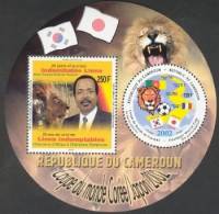 (№2002-35) Блок марок Камерун 2002 год "Чемпионат Мира По Футболу 2002 Корея Японии Вюго", Гашеный