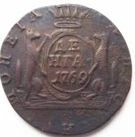 (1769, КМ) Монета Россия-Финдяндия 1769 год 1/2 копейки   Полушка Сибирь Медь  XF