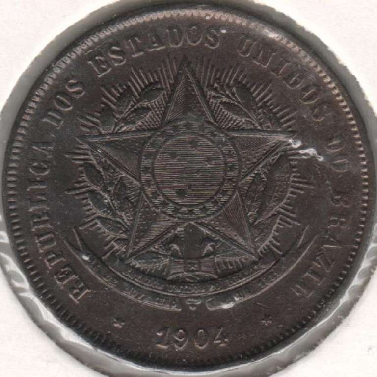 (1904) Монета Бразилия 1904 год 20 риалов (рейсов)   Бронза  UNC
