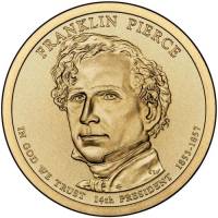 14s Монета США 2010 год 1 доллар Франклин Пирс 2010 год Латунь  PROOF