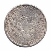 (1909s) Монета США 1909 год 50 центов   Голова Свободы, Барбер, Белоговый Орлан Серебро Ag 900  XF