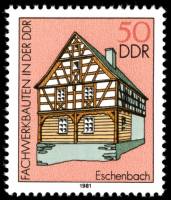 (1981-062) Марка Германия (ГДР) "Фермерский дом, Эшенбах"    Деревянные дома III Θ