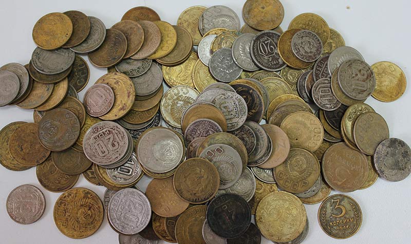 Набор монет СССР 1, 3, 5, 10, 15, 20 копеек, 1924-1960 гг., 153 штуки (примеры состояний на фото)